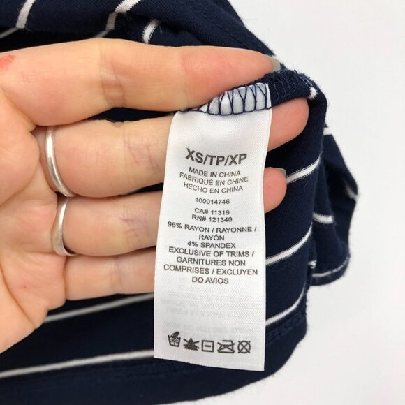 Dynamite navy white striped pencil skirt with  twist XS - Picture 6 of 12